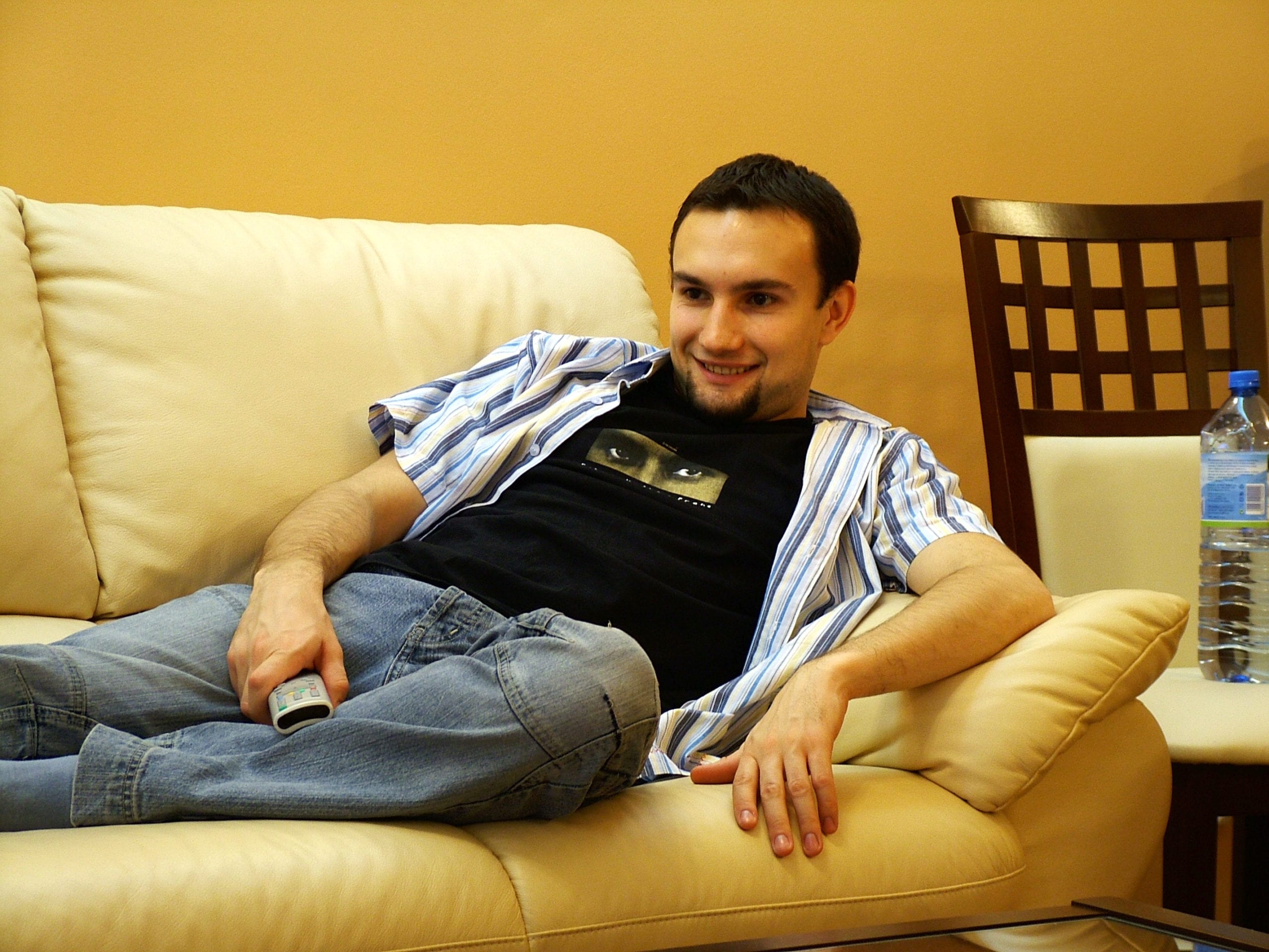 sitting on a couch