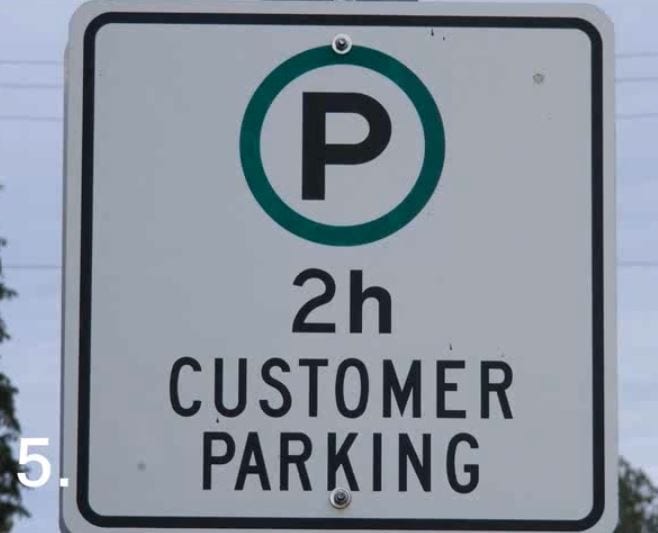 2h customer parking sign